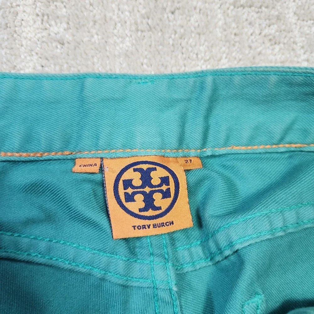 Tory‎ Burch Pants Women 27 Alexa Cropped Skinny Green Equestrian